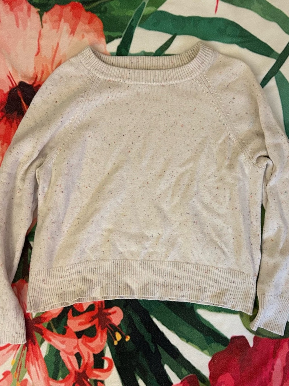 Le Lis Cream Speckled Crewneck Sweater